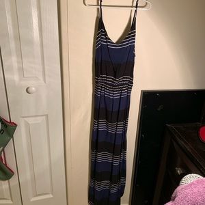 Navy, Black, & White Maxi Dress